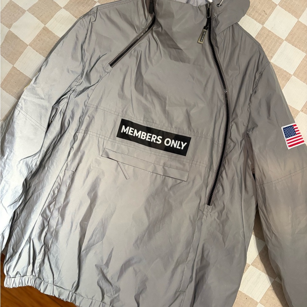 Members Only Silver Windbreaker Jacket